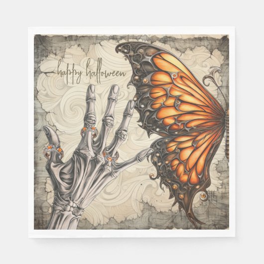 Serviette En Papier gothique | Papillon | Main de squelette | Victorie (Devant)