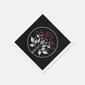 Serviette En Papier Gothique Skeleton Rib Roses Noir Elégant Mariage (Coin)