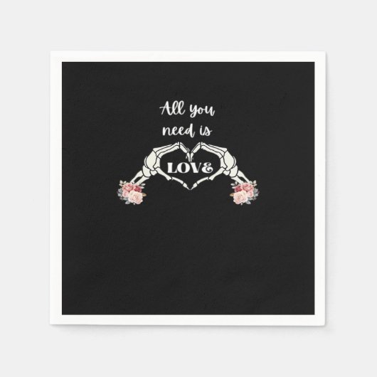 Serviette En Papier Gothique Valentines Classique - Squelette Mains Co (Devant)