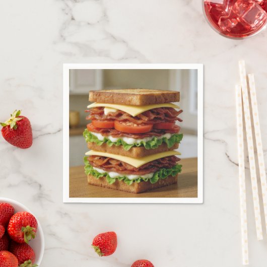 Serviette En Papier Gourmet B.L.T. Sandwich (En situation)