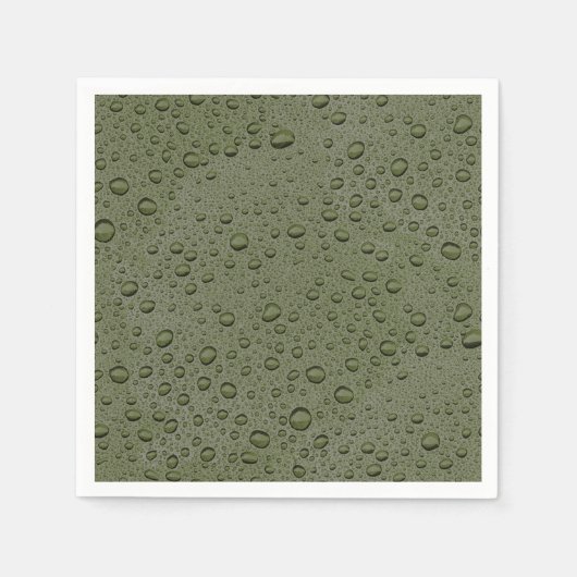 Serviette En Papier gouttelettes d'eau verte d'olive (Devant)