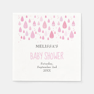 Serviette En Papier Gouttes de pluie rose bébé shower
