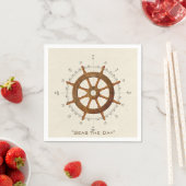 Serviette En Papier gouvernail et boussole en bois (En situation)