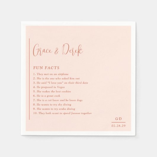 Serviette En Papier Grace Peach Mariage moderne (Devant)