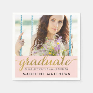 Serviette En Papier Graceful Script ÉDITABLE COULEUR Graduation servie