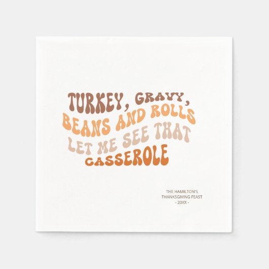 Serviette En Papier Grâces Friendsgiving Retro Papier Naples (Devant)