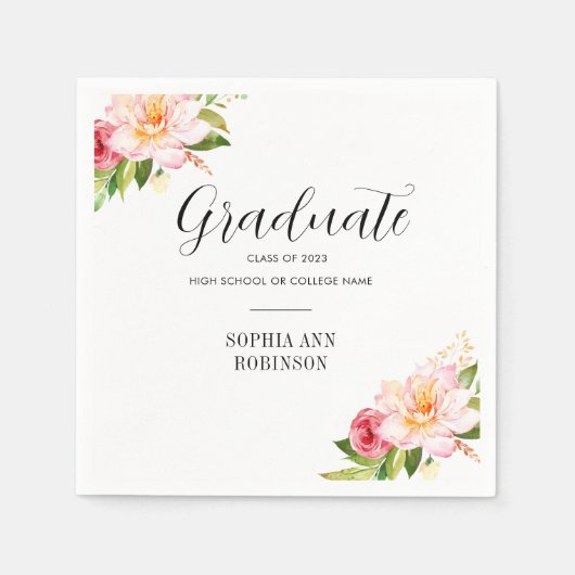 Serviette En Papier Grad 2023 Floral Graduation Party (Devant)