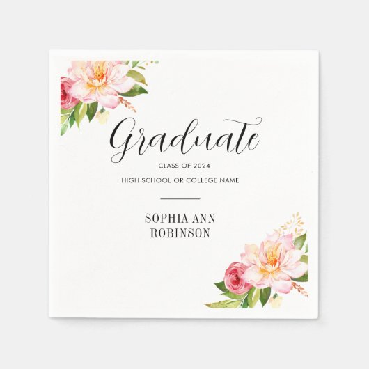Serviette En Papier Grad 2024 Floral Graduation Party (Devant)