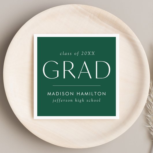 Serviette En Papier Grad Grad Green Graduation moderne