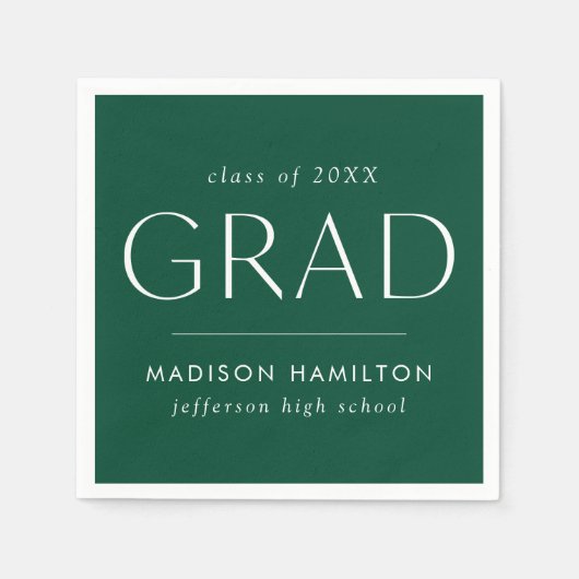 Serviette En Papier Grad Grad Green Graduation moderne (Devant)