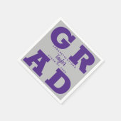 Serviette En Papier GRAD gras | Purple on Grey Graduation Napkin (Coin)