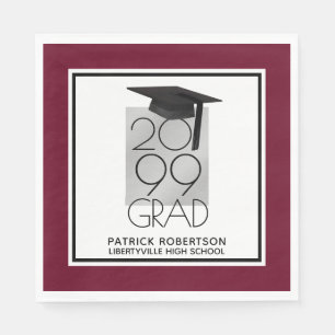 Serviette En Papier GRAD noir et argent   Maron modifiable   Diplôme