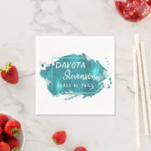 Serviette En Papier Grad peint | Turquoise Splatter Brushstroke Party (En situation)