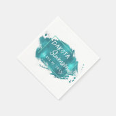 Serviette En Papier Grad peint | Turquoise Splatter Brushstroke Party (Coin)