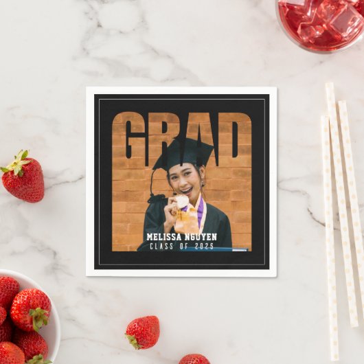 Serviette En Papier Grad Photo Black Graduation (En situation)