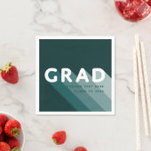 Serviette En Papier Grad Retro Green White Graduation Party (En situation)