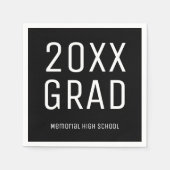 Serviette En Papier Grad & School 2025 Noir Blanc Moderne Graduation (Devant)