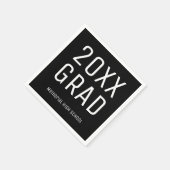 Serviette En Papier Grad & School 2025 Noir Blanc Moderne Graduation (Coin)