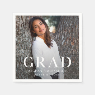 Serviette En Papier Grad Typographie Photo Graduation Party