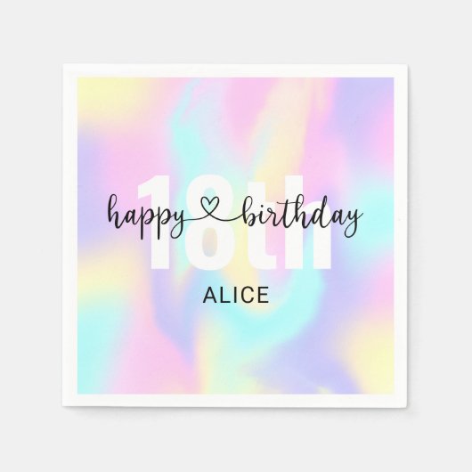 Serviette En Papier Gradient arc-en-ciel Calligraphie Coeur Anniversai (Devant)