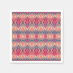 Serviette En Papier Gradient bleu rose Geo Tribal Ikat Diamond Motif