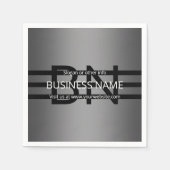 Serviette En Papier Gradient gris moderne et bandes noires horizontale (Devant)