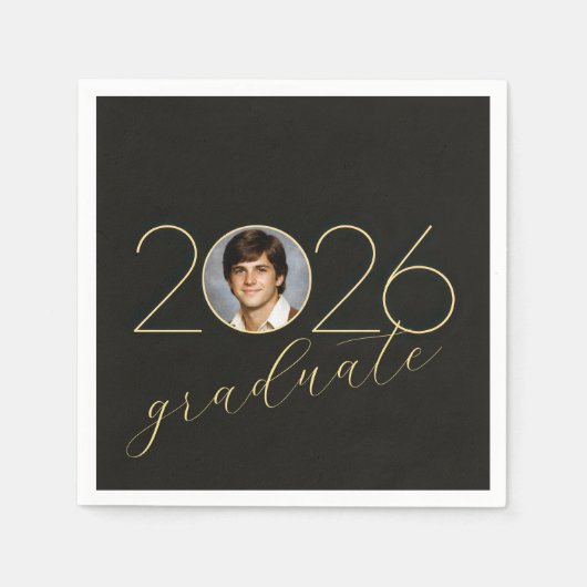 Serviette En Papier Graduate 2026 Photo Frame on Black (Devant)