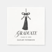 Serviette En Papier Graduate Black Bow Tassel Graduation Cocktail (Devant)