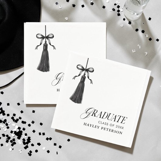 Serviette En Papier Graduate Black Bow Tassel Graduation Party