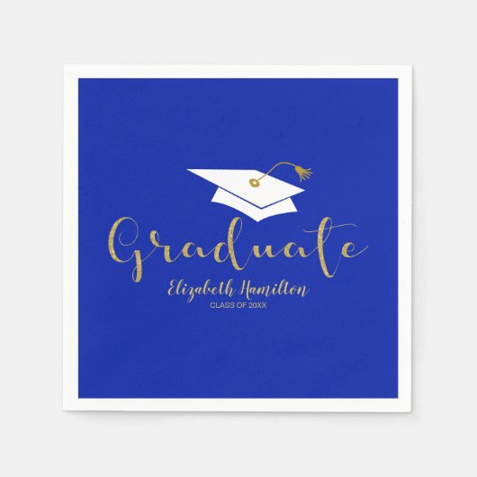 Serviette En Papier Graduate Gold Calligraphie Grad Casquette Graduati (Devant)