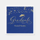 Serviette En Papier Graduate Gold Foil Graduation Party Blue (Devant)