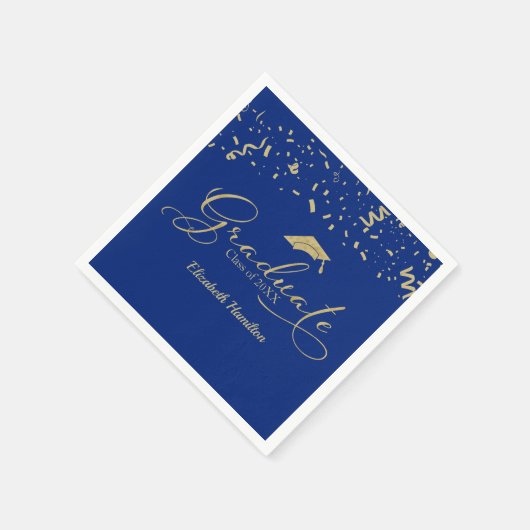 Serviette En Papier Graduate Gold Foil Graduation Party Blue (Coin)