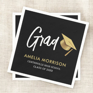 Serviette En Papier Graduate noir Casquette d'or