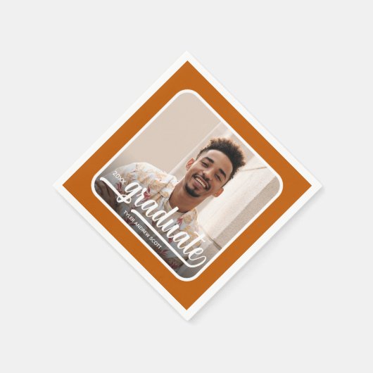Serviette En Papier Graduate Photo Bold Script Burnt Orange (Coin)