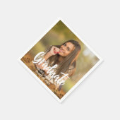 Serviette En Papier Graduate Photo Bold Script Custom Graduation Party (Coin)