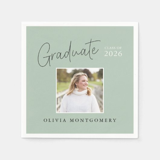 Serviette En Papier Graduate Photo Modern Script Graduation Party (Devant)