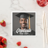 Serviette En Papier Graduate Photo w Bold Script Graduation Party (En situation)
