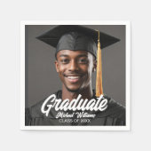 Serviette En Papier Graduate Photo w Bold Script Graduation Party (Devant)