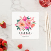 Serviette En Papier Graduate Pink Floral Bouquet fête de graduation (En situation)