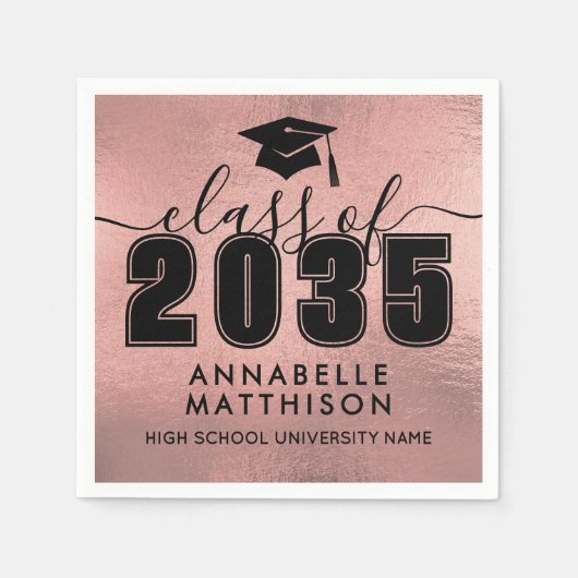 Serviette En Papier Graduate Rose Gold Graduation (Devant)