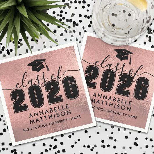 Serviette En Papier Graduate Rose Gold Graduation