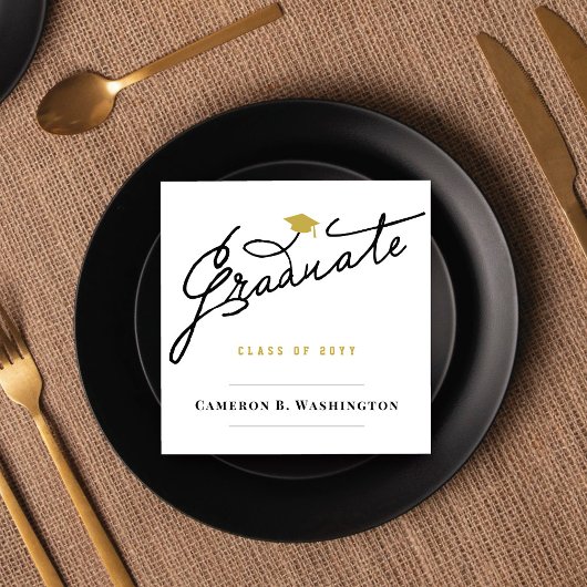 Serviette En Papier Graduate Script Grad Casquette Simple Graduate Par