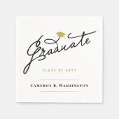 Serviette En Papier Graduate Script Grad Casquette Simple Graduate Par (Devant)
