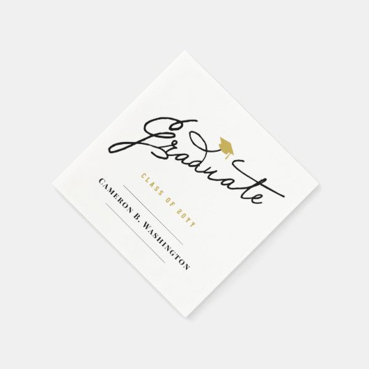 Serviette En Papier Graduate Script Grad Casquette Simple Graduate Par (Coin)