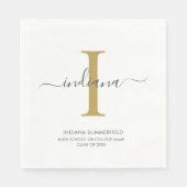 Serviette En Papier Graduation 2023 Monogramme Nom initial Grad (Devant)