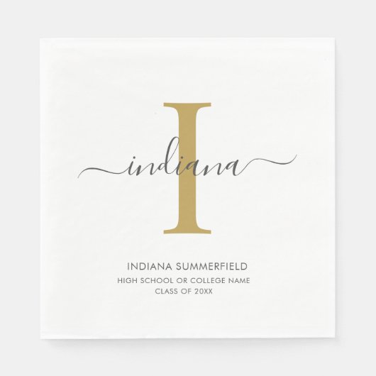 Serviette En Papier Graduation 2023 Monogramme Nom initial Grad (Devant)