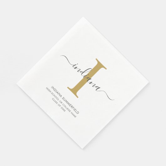 Serviette En Papier Graduation 2023 Monogramme Nom initial Grad (Coin)