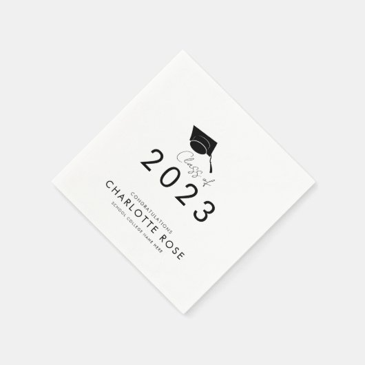 Serviette En Papier Graduation 2023 Script Elegant Grad Party Papier (Coin)
