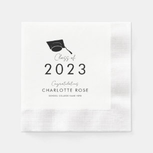 Serviette En Papier Graduation 2023 Script Elegant Graduate Name Party