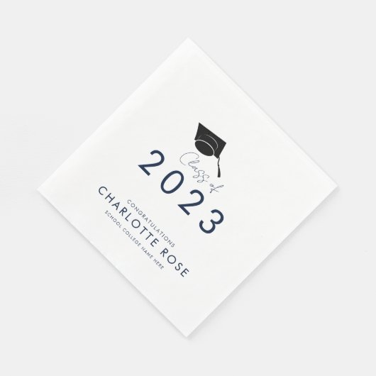 Serviette En Papier Graduation 2024 Navy Blue Script Grad Party Paper (Coin)